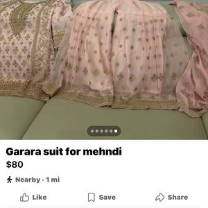 Elegant Pink Garara Suit with Gold Detailing